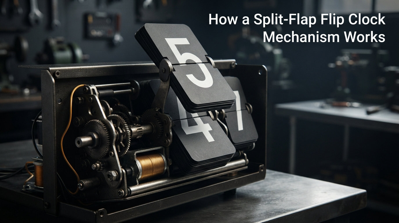 How a Split-Flap Flip Clock Mechanism Works