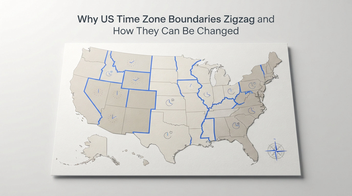 Why US Time Zone Boundaries Zigzag and How They Can Be Changed