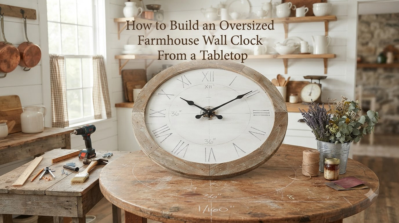 How to Build an Oversized Farmhouse Wall Clock From a Tabletop