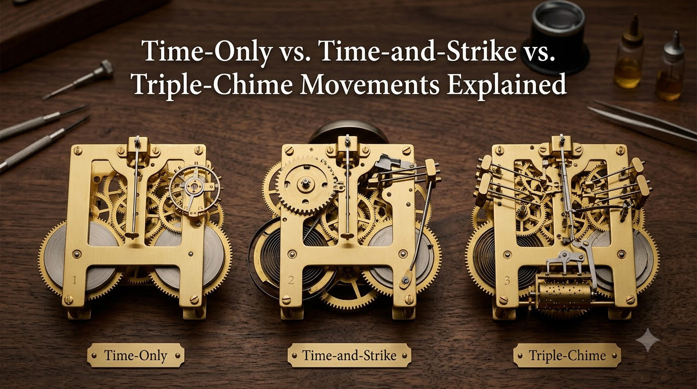Time-Only vs. Time-and-Strike vs. Triple-Chime Movements Explained