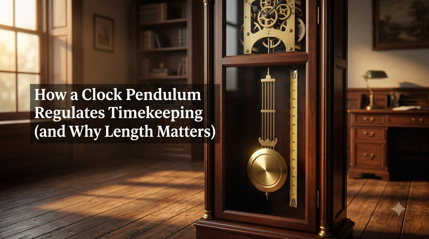 How a Clock Pendulum Regulates Timekeeping (and Why Length Matters)