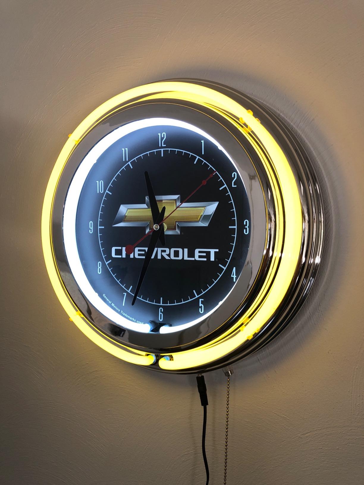 Chevrolet Chrome Double Ring Neon Clock, 14