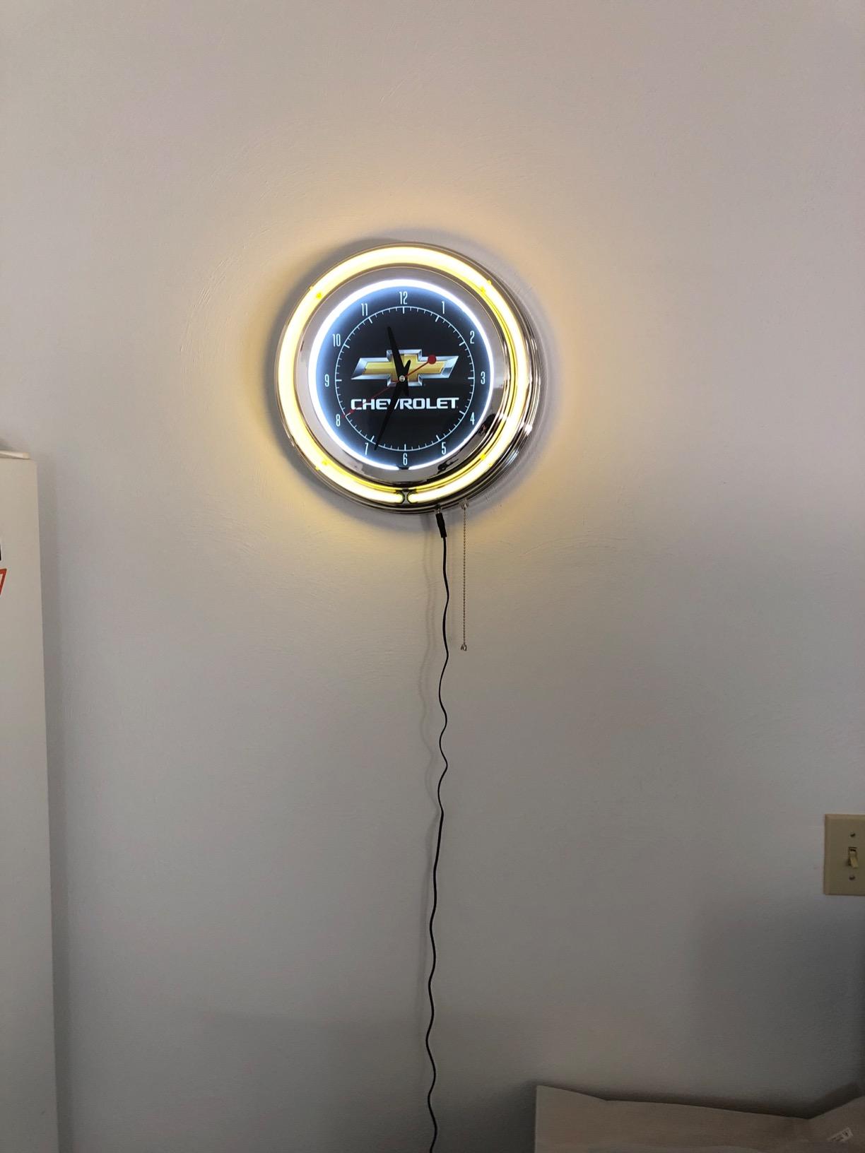 Chevrolet Chrome Double Ring Neon Clock, 14