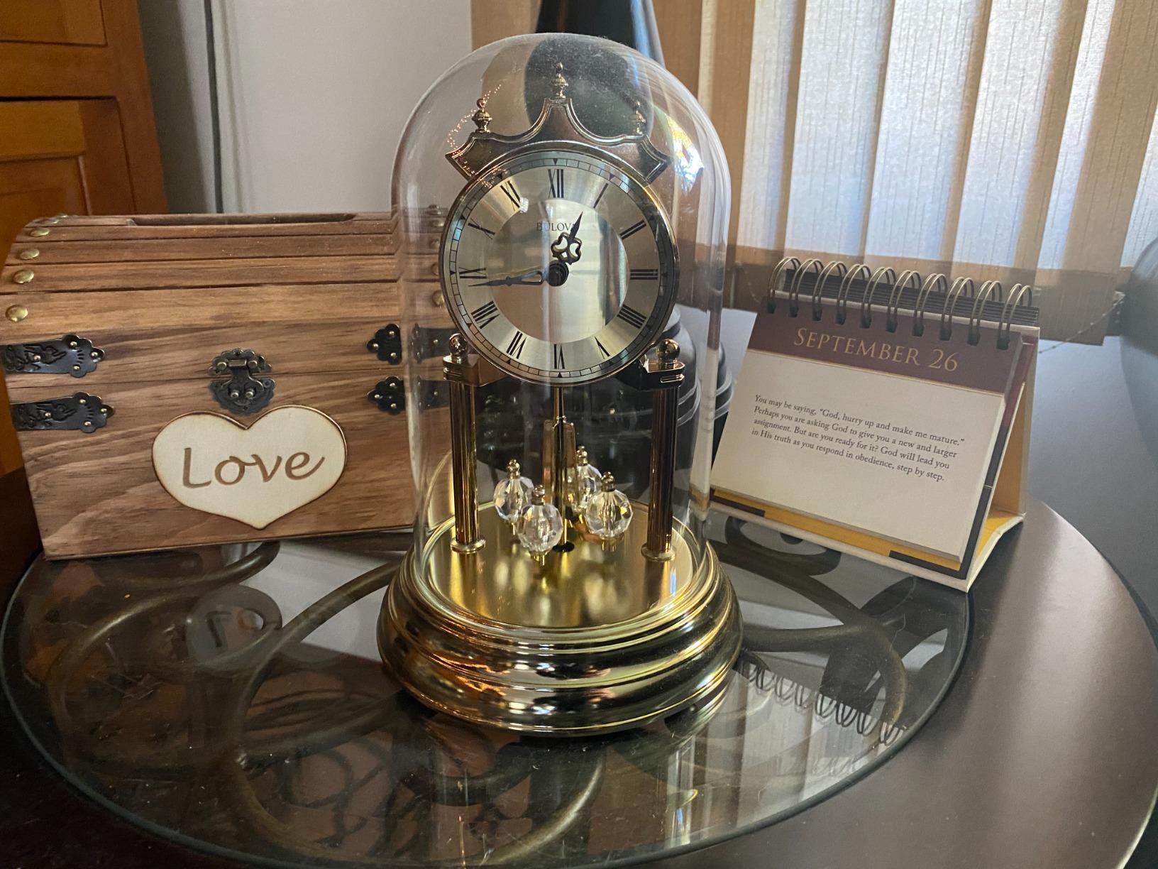 Bulova Tristan I Desk and Table Clock | Model B8818 | Polished Brass Finish customer photo 2