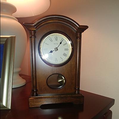 Bulova Dalton Chiming Pendulum Table Clock - Walnut Finish, Gold-Tone Accents customer photo 2