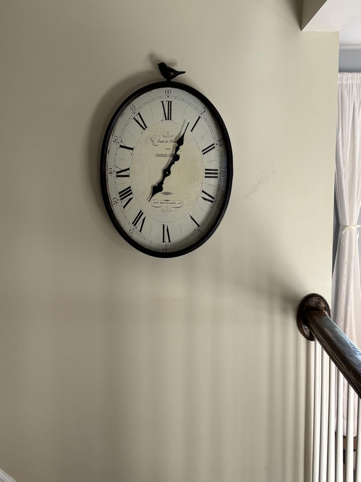 Oval Metal Wall Clock with Bird, Antique Inspired Farmhouse Decor customer photo 1
