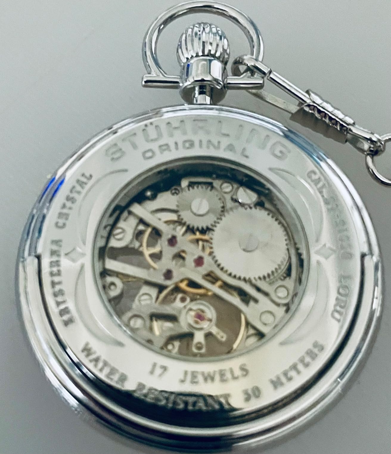 Stuhrling Original Men's Pocket Watch Stainless Steel Analog Skeleton Watch Hand Wind Mechanical Movement customer photo 2