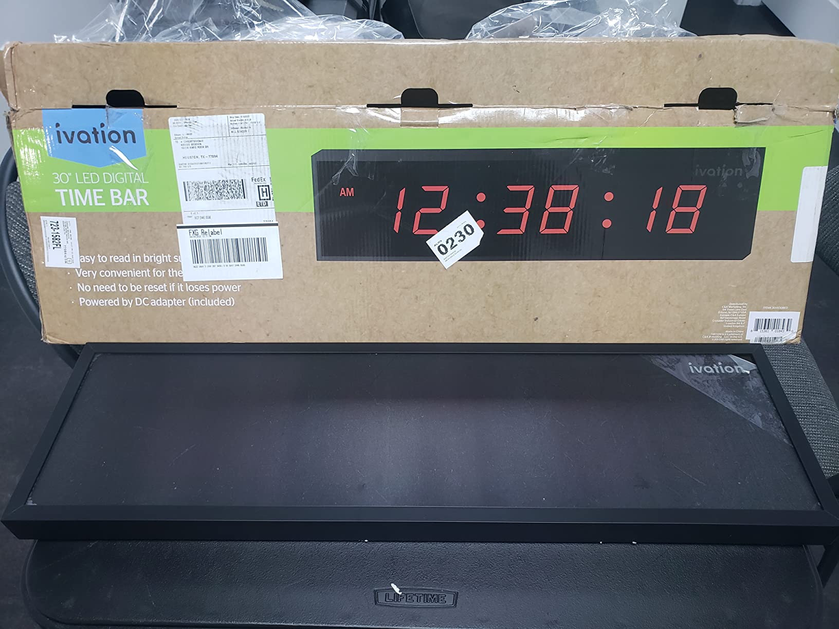 Ivation Oversized Digital Wall Clock with Large LED Display, 24