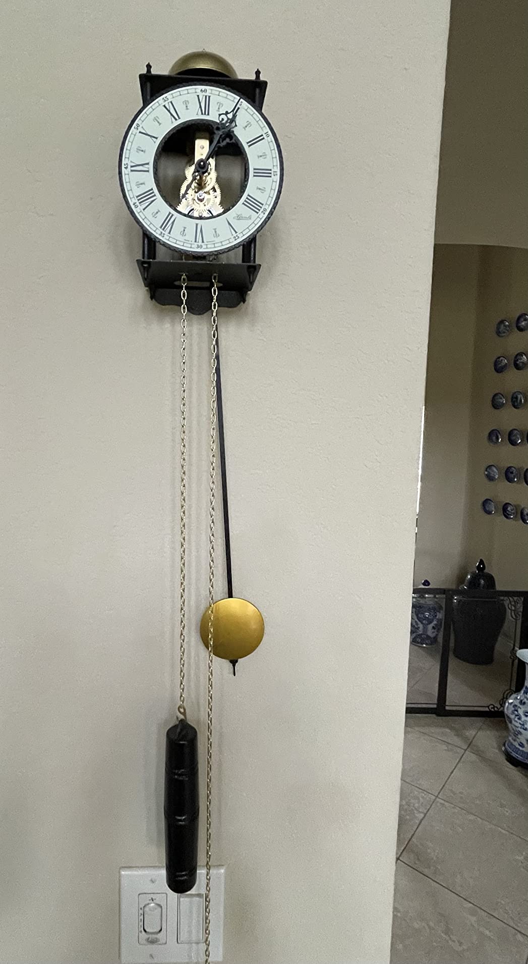 Hermle RAVENSBURG Weight Driven Wall Clock 70974000711, Wrought Iron Grandfather Style customer photo 2