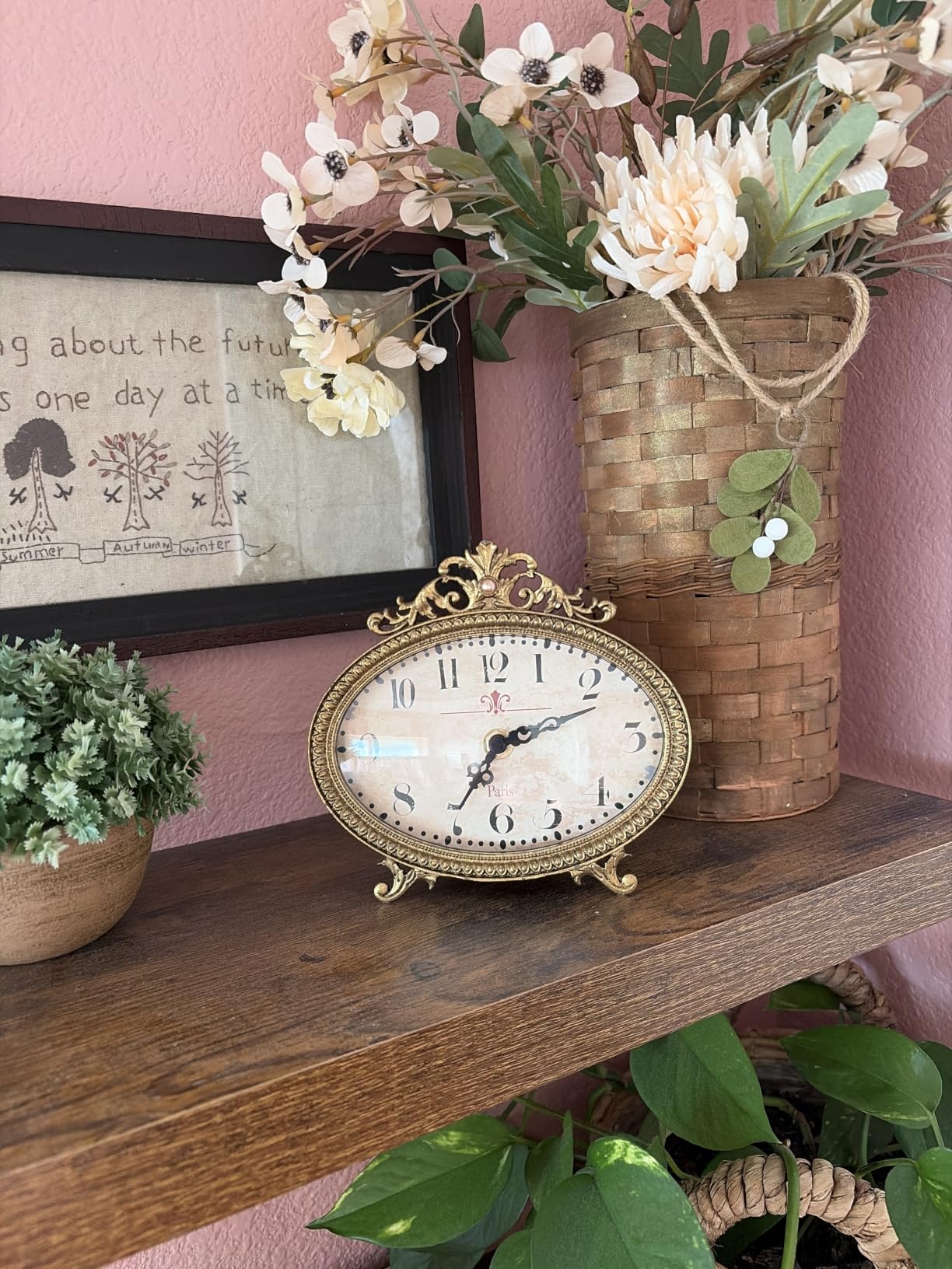 Creative Co-Op Green Antiqued Pewter Mantel Clock customer photo 2