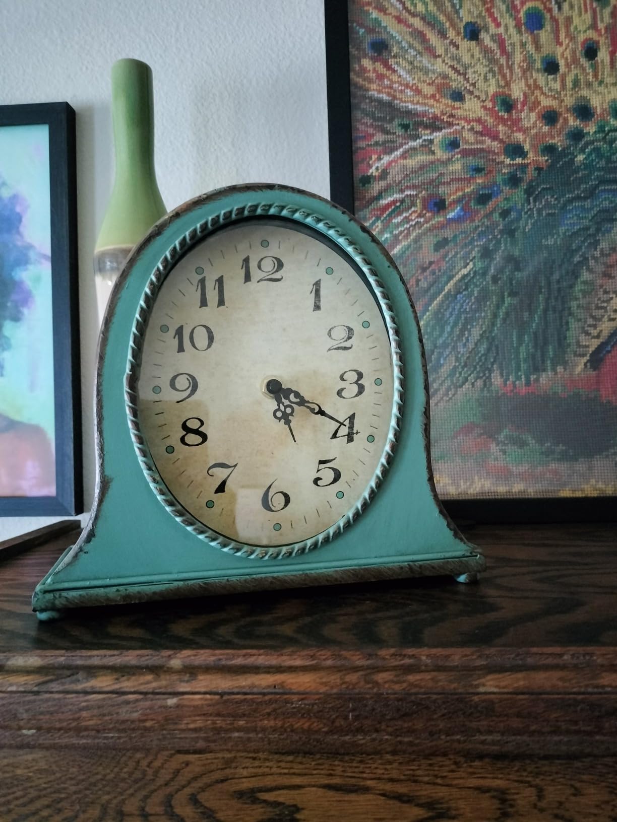 Creative Co-Op Metal Mantel Clock with Aqua Finish customer photo 2