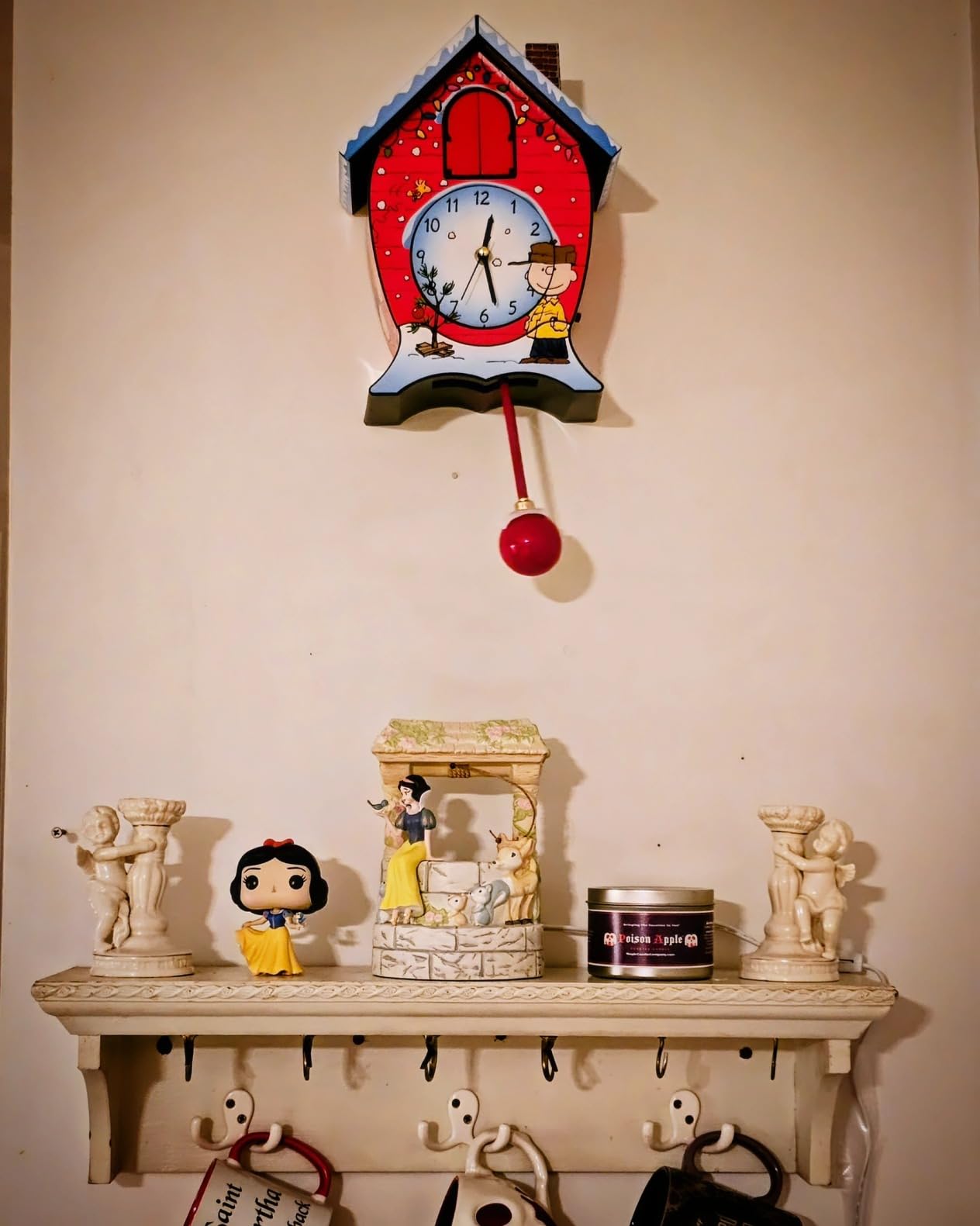 Mark Feldstein, Peanuts Christmas Linus and Lucy Song Cuckoo Clock, Red, 17 Inch customer photo 1