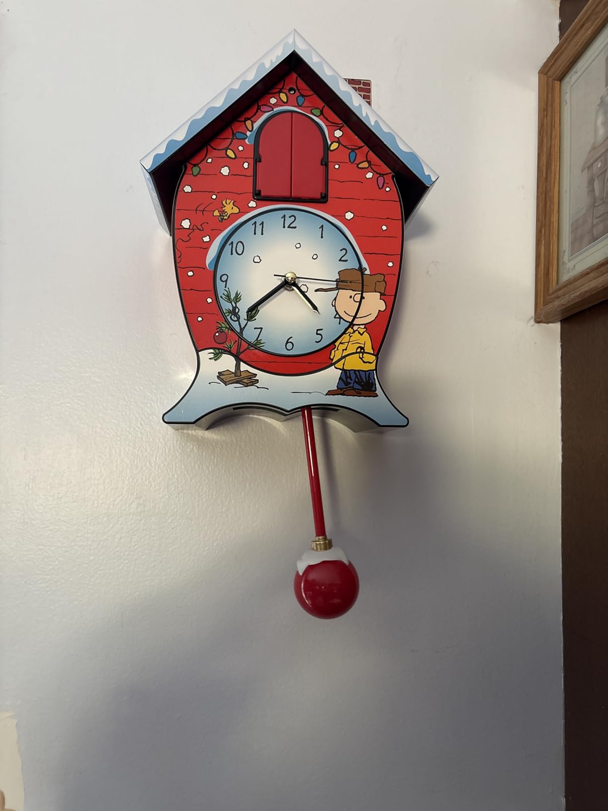 Mark Feldstein, Peanuts Christmas Linus and Lucy Song Cuckoo Clock, Red, 17 Inch customer photo 2