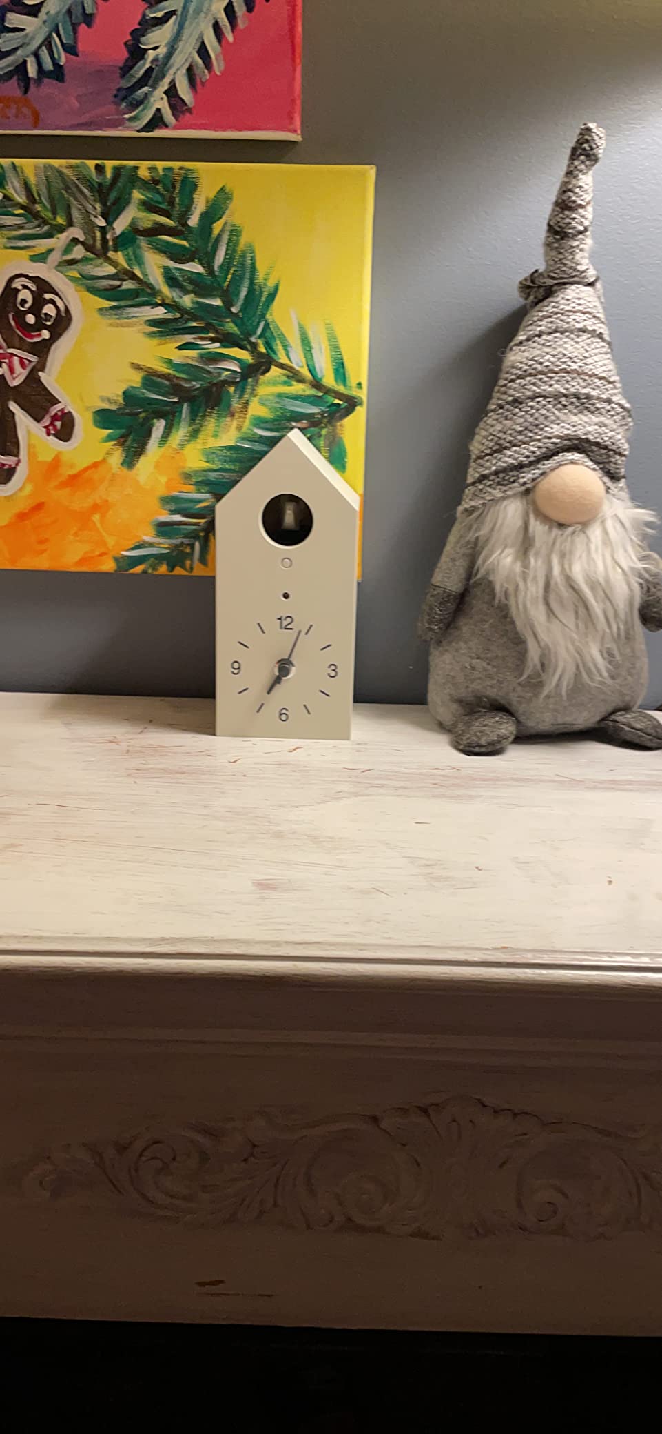 Muji Cuckoo Clock, White, Large - Minimalist Modern Design with Silent Movement customer photo 1
