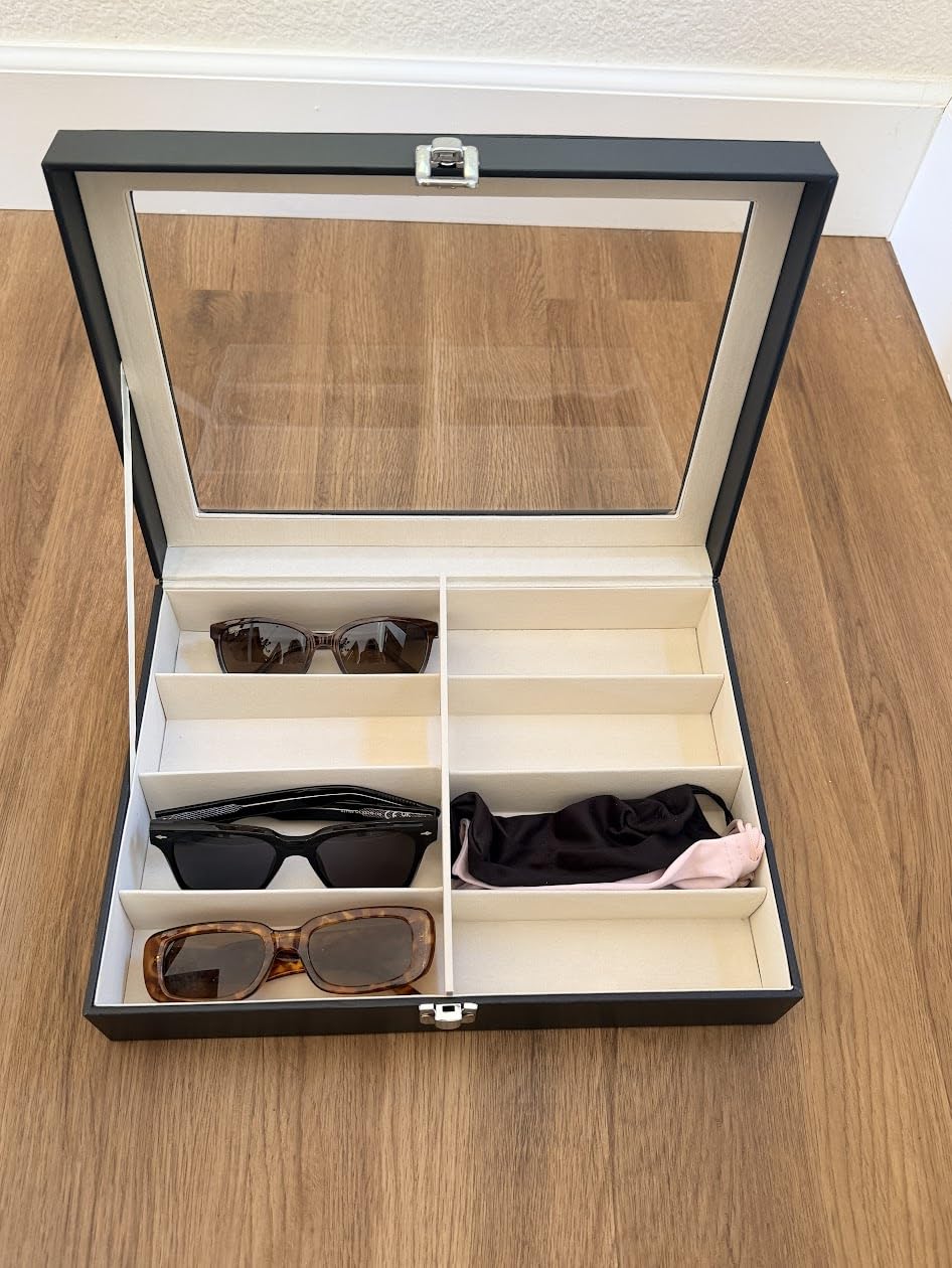 CO-Z Leather Multi Sunglasses Organizer for Women Men, Eyeglasses Eyewear Display Case with 8 Slots, Jewelry Watch Organizer, Sunglasses Jewelry Collection Case, Sunglass Glasses Storage Holder Box customer photo 1