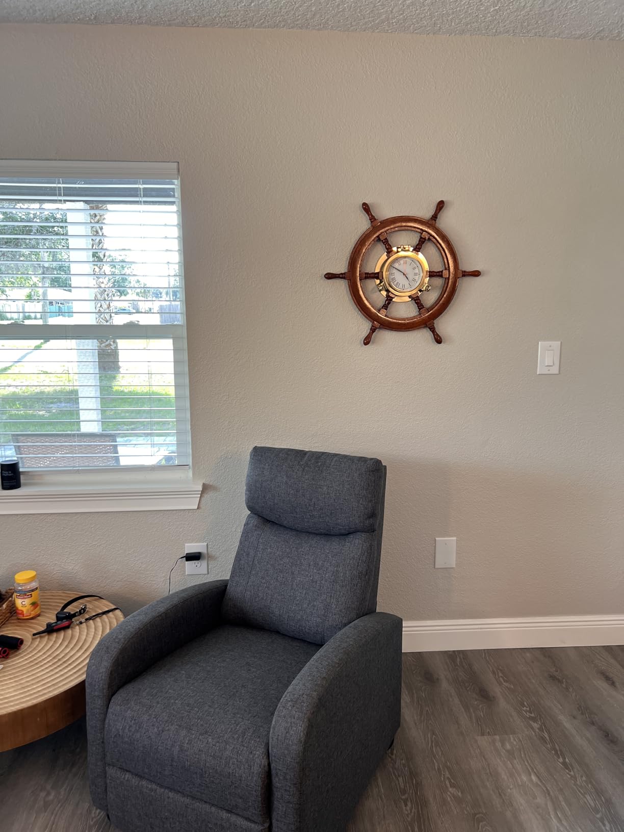 Nagina International Nautical Porthole Clock Ship Wheel | Roman Numerals (12 Inches) customer photo 2