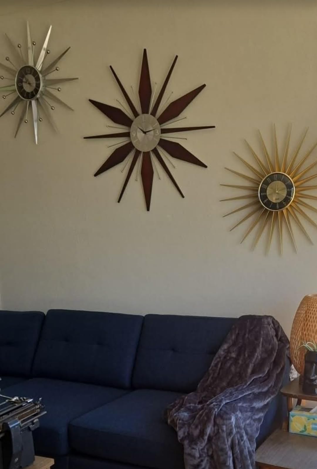 Infinity Instruments Utopia Mid-Century 30 inch Wood and Metal Wall Clock, Walnut Dark Wood customer photo 1