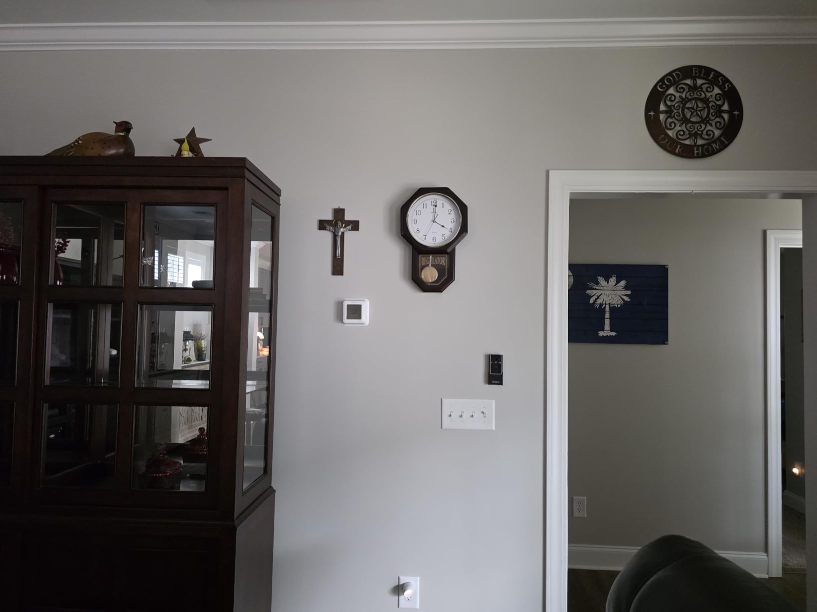 Pendulum Wall Clock, Real Wood Regulator Clock, Quiet, Non-Chiming, Wooden | Schoolhouse Design with Pendulum, Battery Operated, Decorative Wall Decor for Living Room, Home, Office, 18x11 customer photo 1