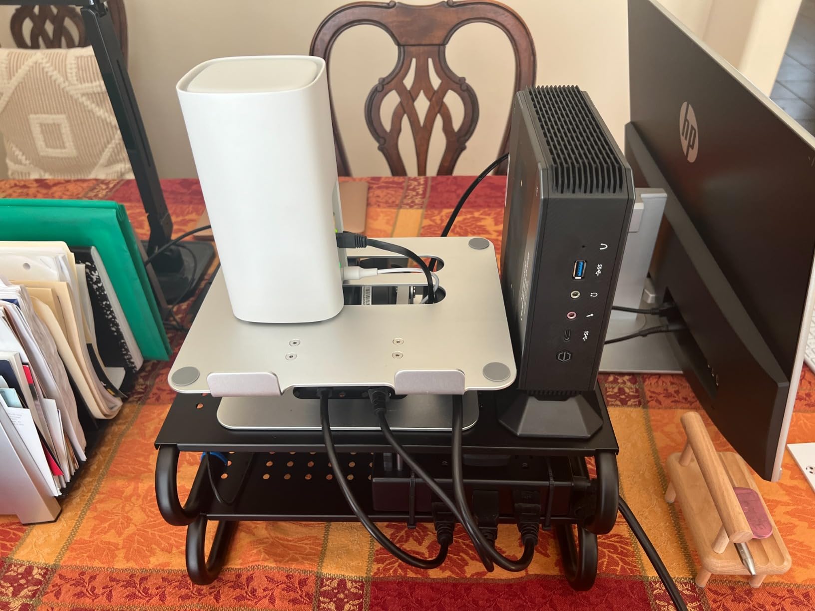 HUANUO Monitor Riser for Desk, Laptop Stand with Vented Steel Shelf, Black customer photo 2
