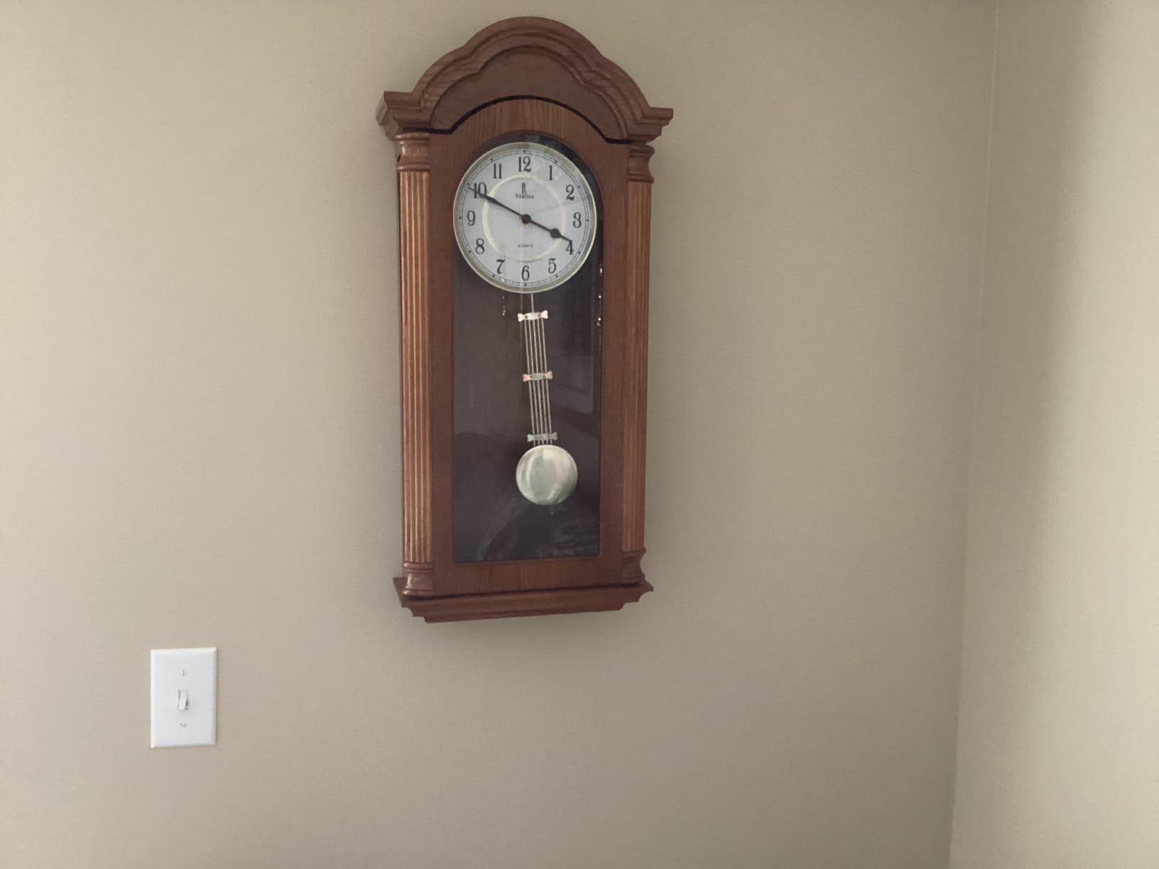 Pendulum Wall Clock, Large Hanging Wooden Grandfather Wall Clock, Quiet Real Wood 27x11, Non-Chiming Battery Operated customer photo 2