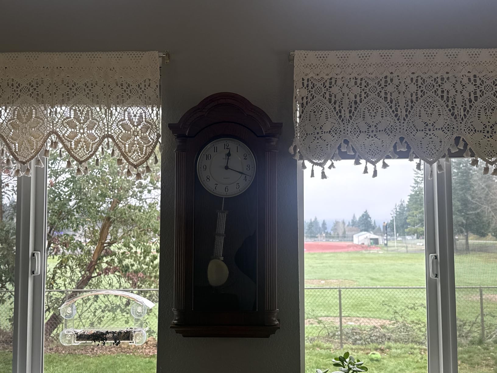 Grandfather Wall Clock with Pendulum, Large Hanging Wooden Clock, Solid Wood 26 x 12 Inch, Non-Chiming Battery Operated customer photo 2