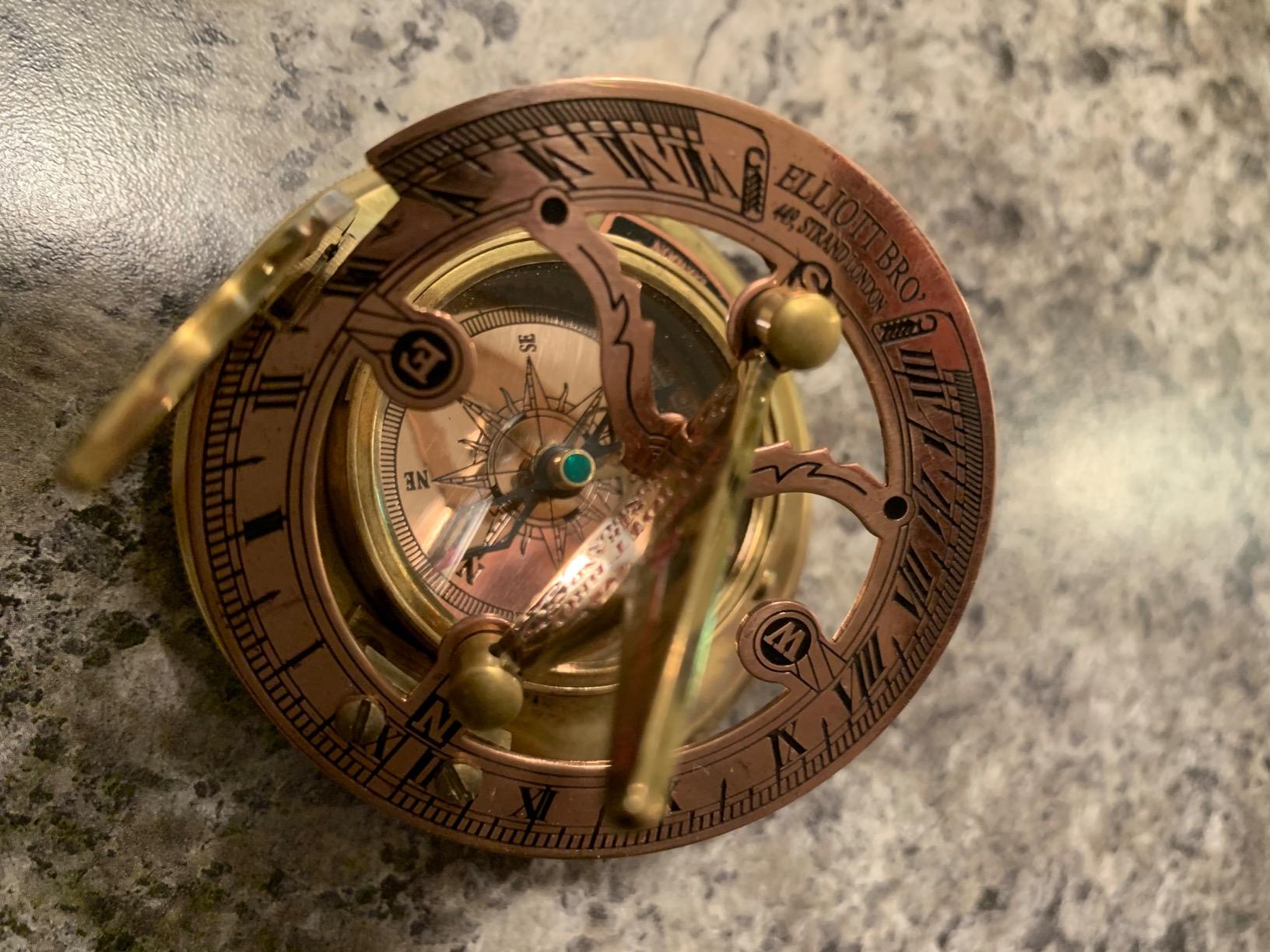 Captain's Brass Sundial Compass - Vintage Marine Nautical Compass for Camping, Hiking, and Outdoor Adventures - Antique Maritime Navigation Tool & Collectible Gift for Men customer photo 1