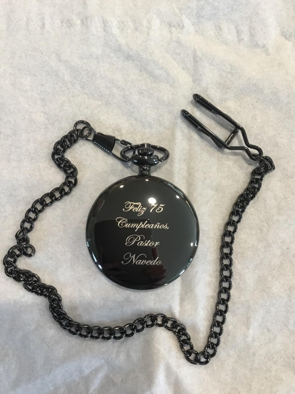 Personalized Gunmetal Pocket Watch with Gold Dial Custom Engraved Free - Timepiece with Free Engraving & Gift Box- Ships from USA customer photo 1