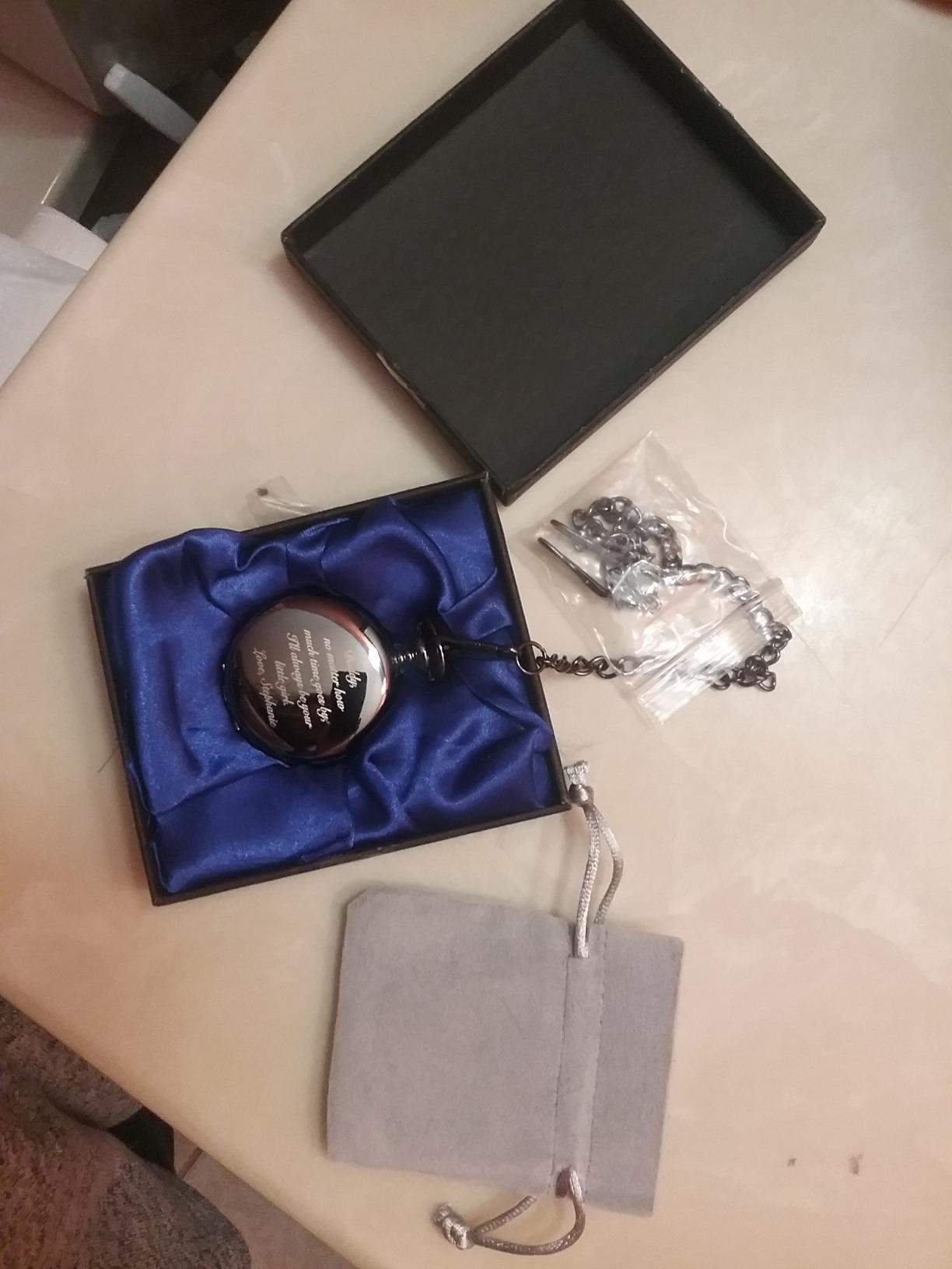 Personalized Gunmetal Pocket Watch with Gold Dial Custom Engraved Free - Timepiece with Free Engraving & Gift Box- Ships from USA customer photo 2