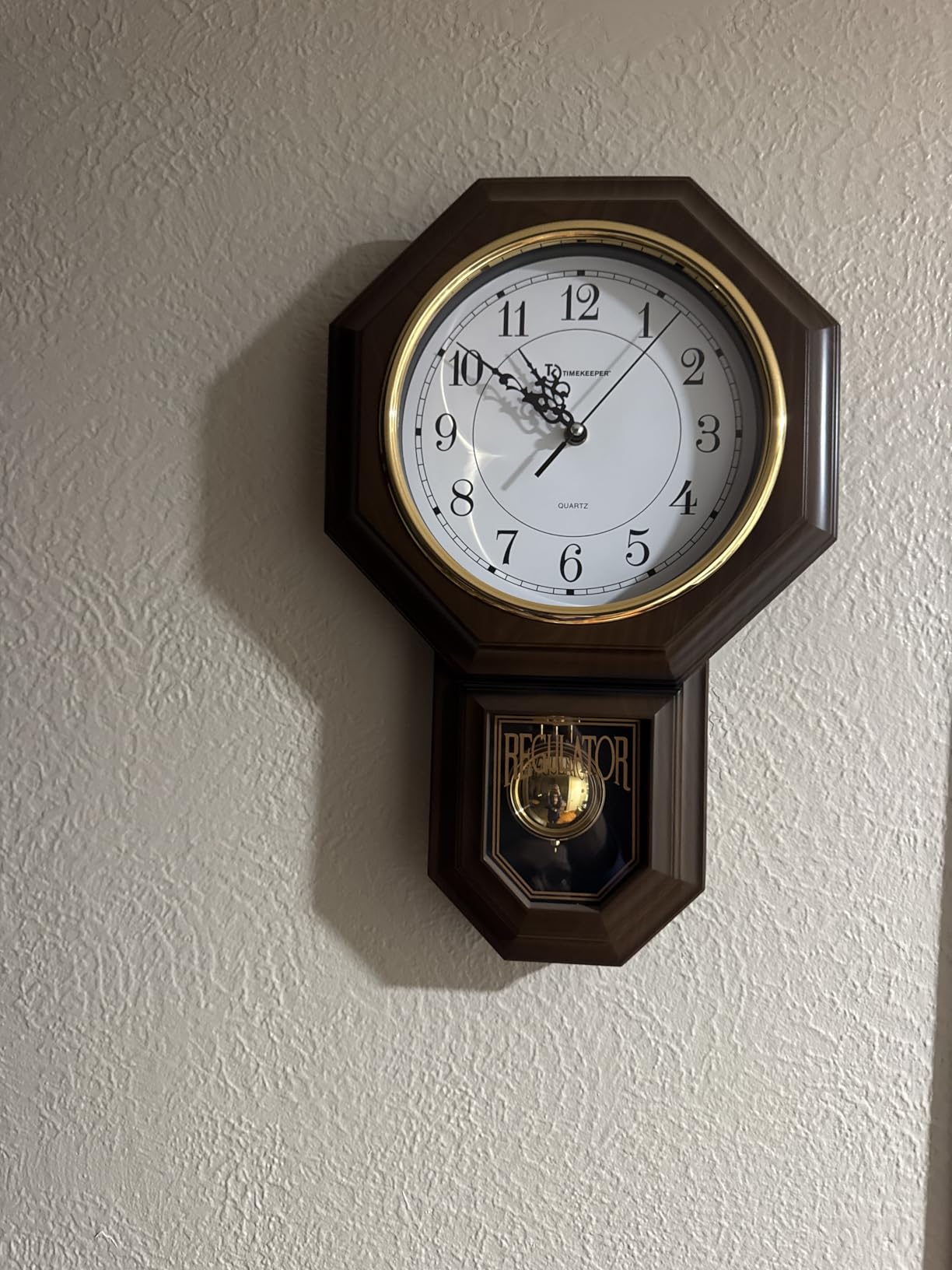 Timekeeper Faux Wood Traditional Pendulum Westminster Chime Clock, Walnut customer photo 1