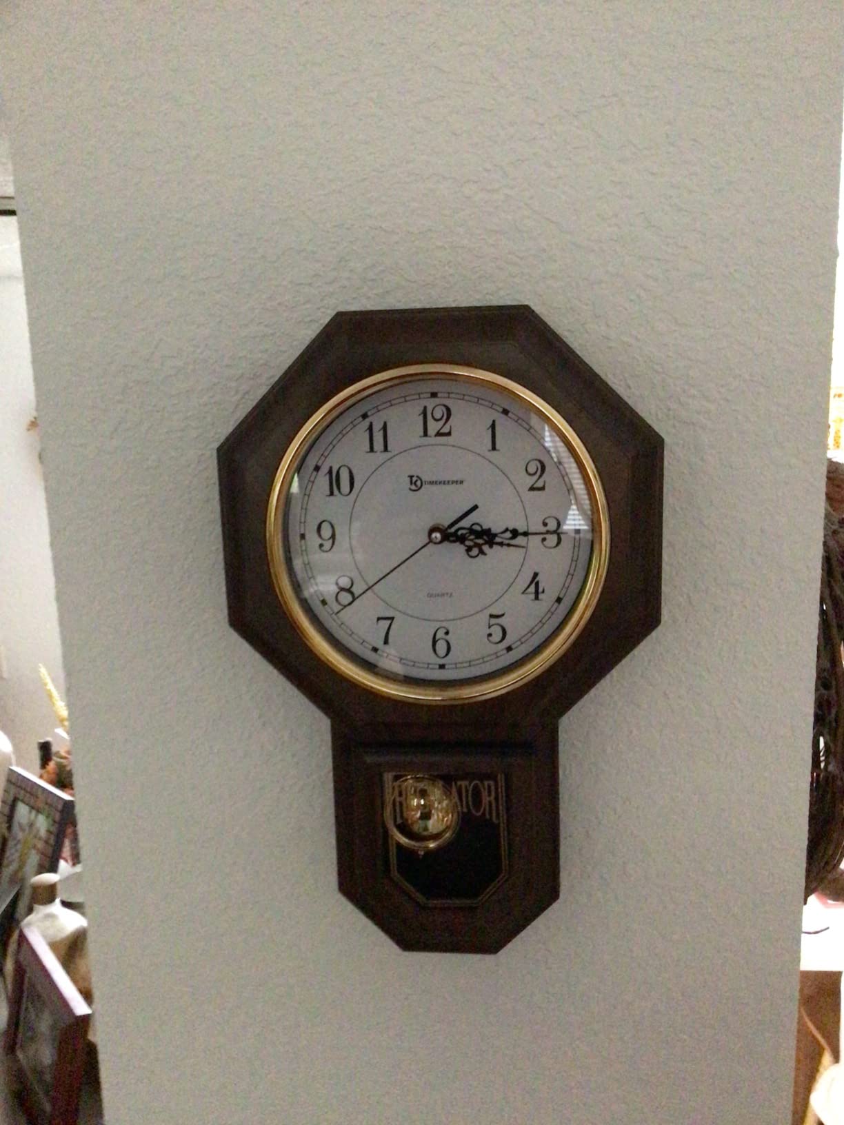 Timekeeper Faux Wood Traditional Pendulum Westminster Chime Clock, Walnut customer photo 2