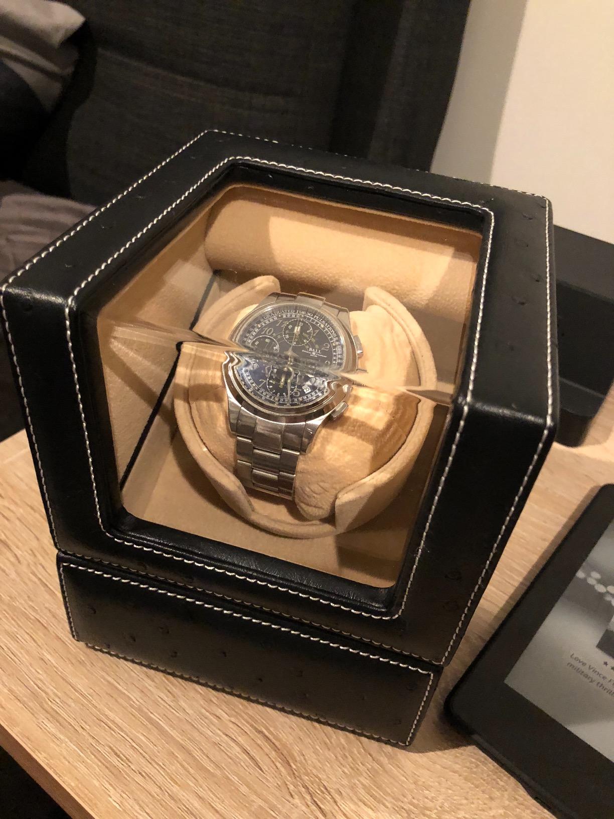 Automatic Single Watch Winder, Black Ostrich Leather | For Rolex and Other Luxury Watches, Quiet Motor, Soft Flexible Watch Pillows of Camel Velvet customer photo 1