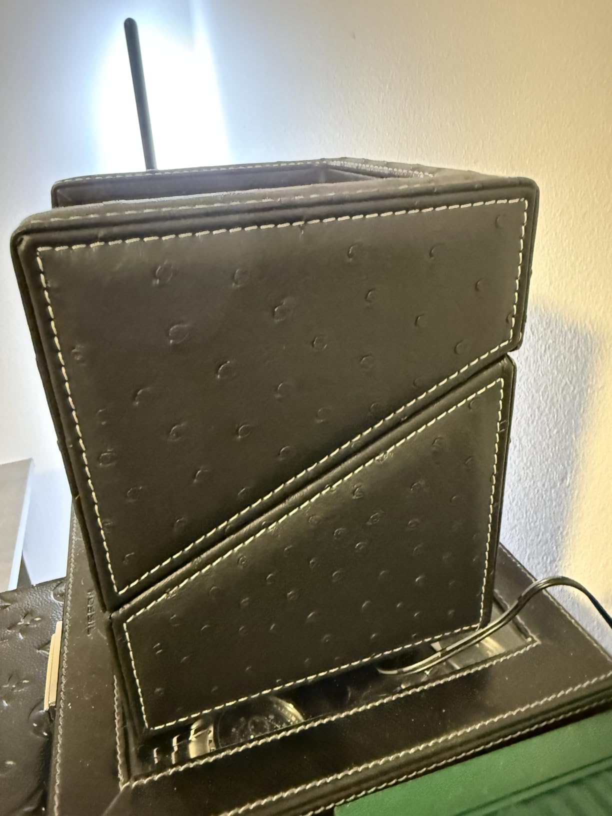 Automatic Single Watch Winder, Black Ostrich Leather | For Rolex and Other Luxury Watches, Quiet Motor, Soft Flexible Watch Pillows of Camel Velvet customer photo 2