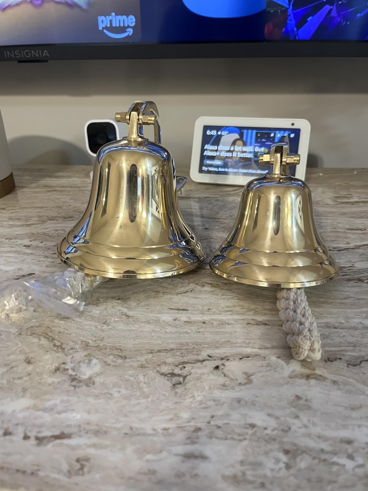 Solid Brass Wall Mounted Ship Hanging Bell for Reception, School, Outdoor, Indoor, Dinner & Church - 6 Inch by The Metal Magician customer photo 1