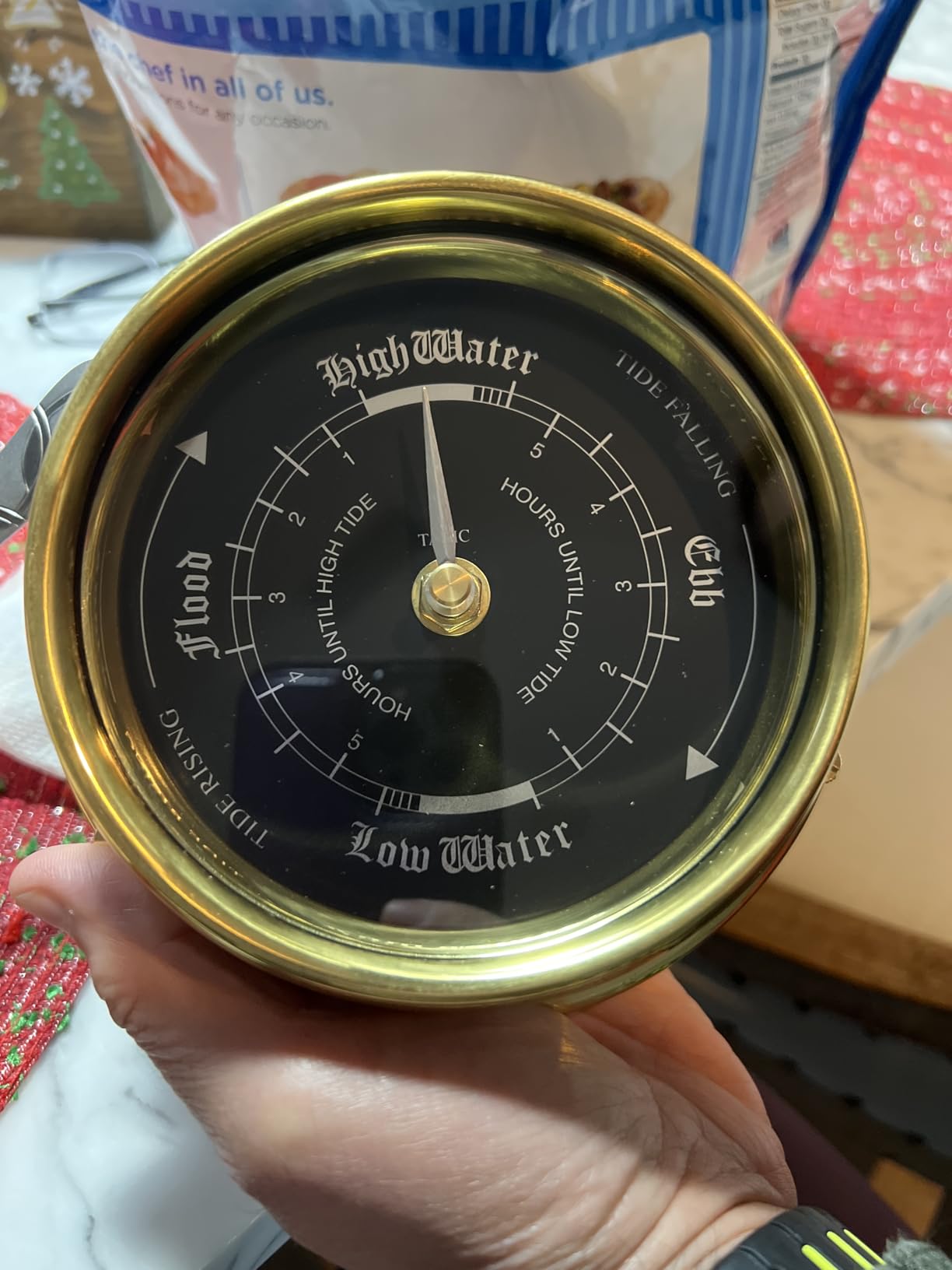 Tide Wall Clock with Jet Black Dial - Handcrafted Nautical Timepiece, Heavy 1/2kg Brass Case, Handmade in England customer photo 1