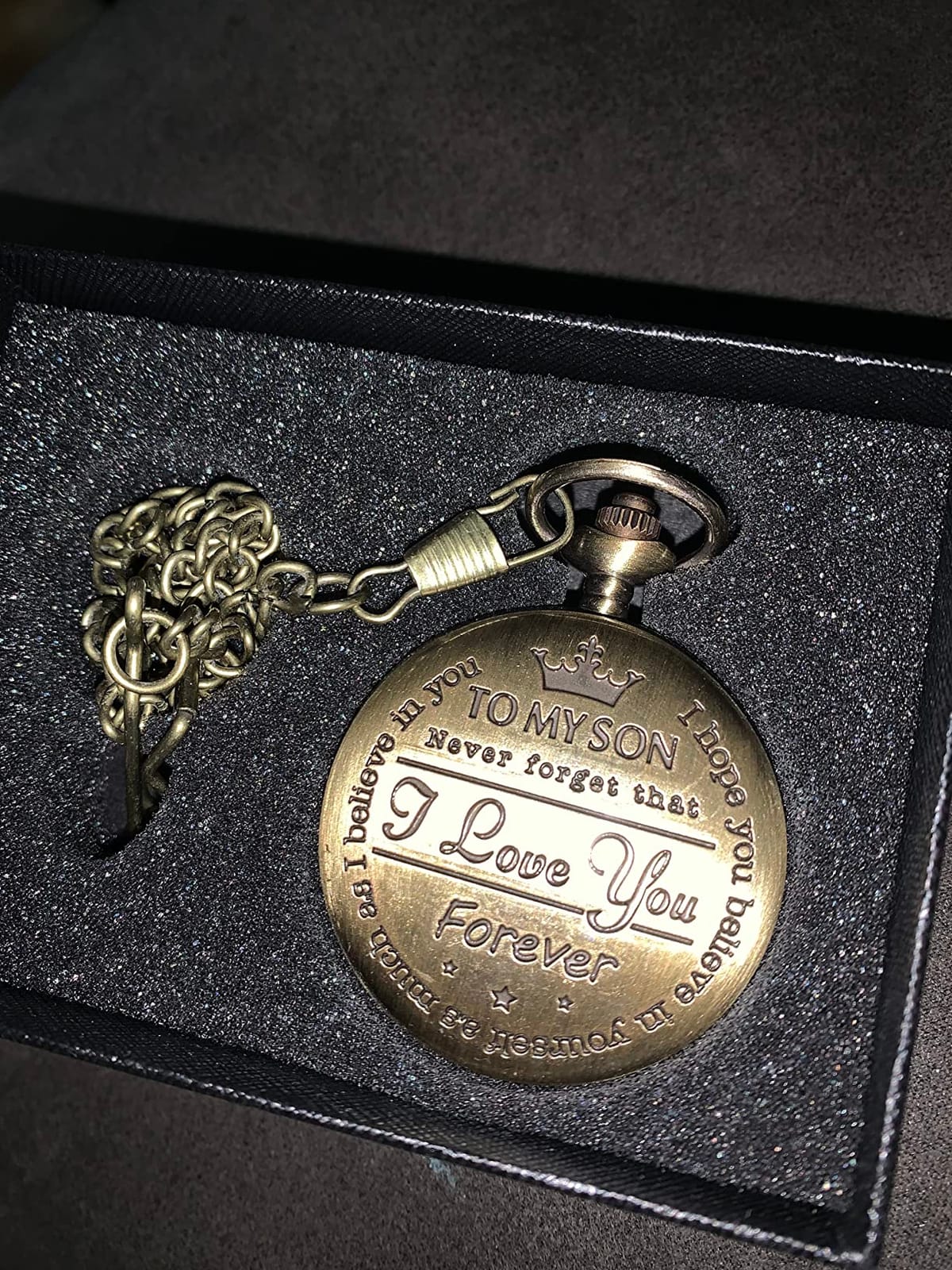 Engraved Pocket Watch to Son I Love You Gifts from a Mom Dad Birthday Christmas Gift Fob Watches Chains customer photo 1