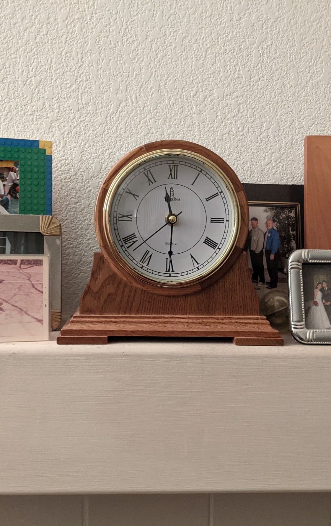 Mantel Clock for Living Room - Decorative Wood Mantle Clock Battery Operated - Silent Wooden Mantle Clock for Living Room Decor Above Fireplace Mantel, Office, Table, Shelf & Home Décor Gift 9x8.5 customer photo 2