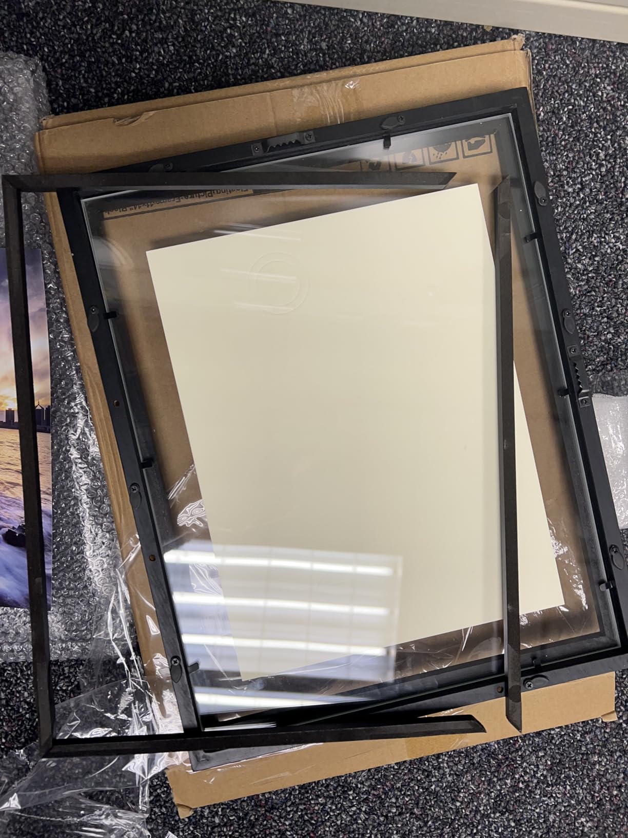 ONE WALL 16x20 Floating Frame, Black Wood Double Glass Float Picture Frame | Display 16x20/11x14 Inch Photos or Plant or Petal Specimens for Wall Hanging, Mounting Accessories Included customer photo 2