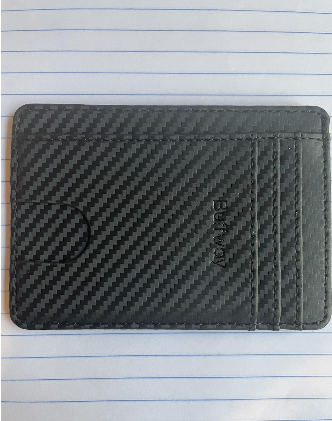 Buffway Slim Minimalist Front Pocket RFID Blocking Leather Wallets for Men and Women - Carbon Fiber Black customer photo 1