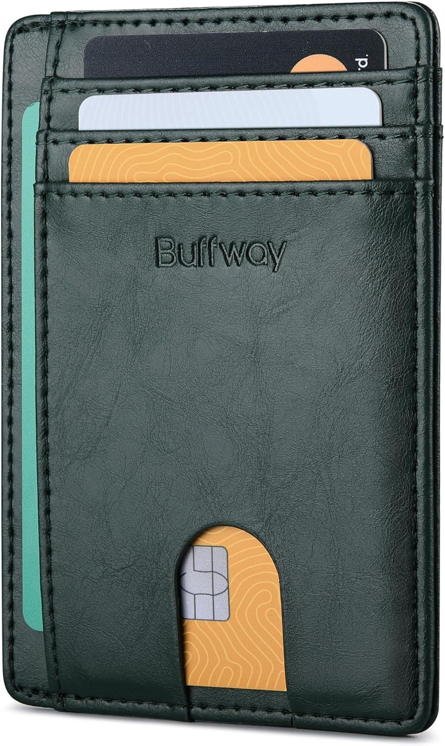 Buffway Slim Minimalist Front Pocket RFID Blocking Leather Wallets for Men and Women - Carbon Fiber Black customer photo 2