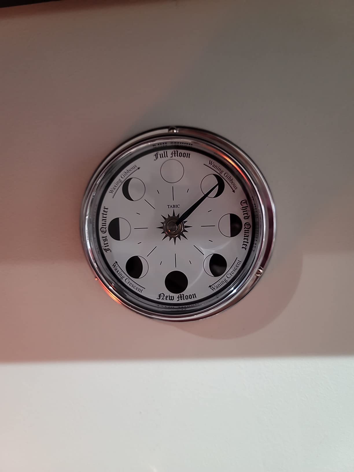 Traditional Northern Hemisphere Solid Brass Moon Phase Clock - Handcrafted in England, Heavy Brass Case, 6x2 Inches customer photo 2