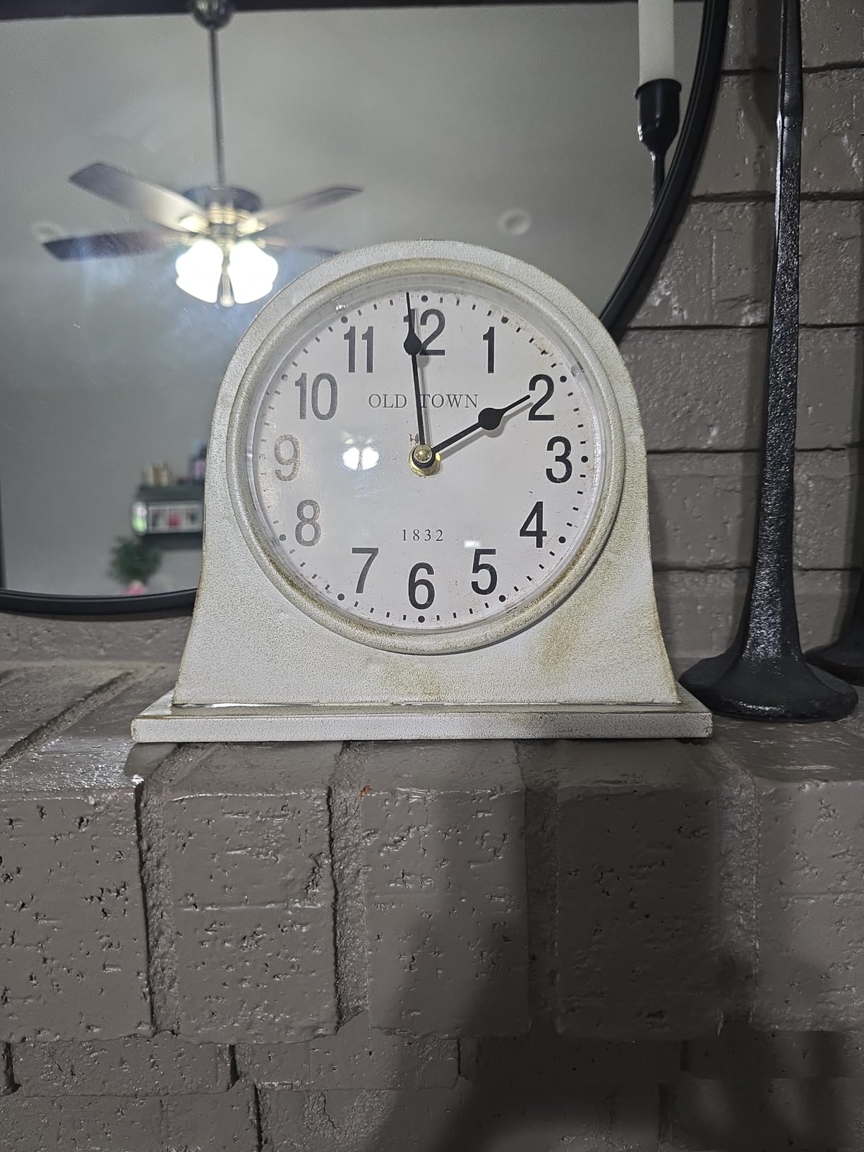 Lily's Home Antique Inspired Farmhouse Desk Or Mantel Clock, Battery Powered, Metal Body, Ivory customer photo 2