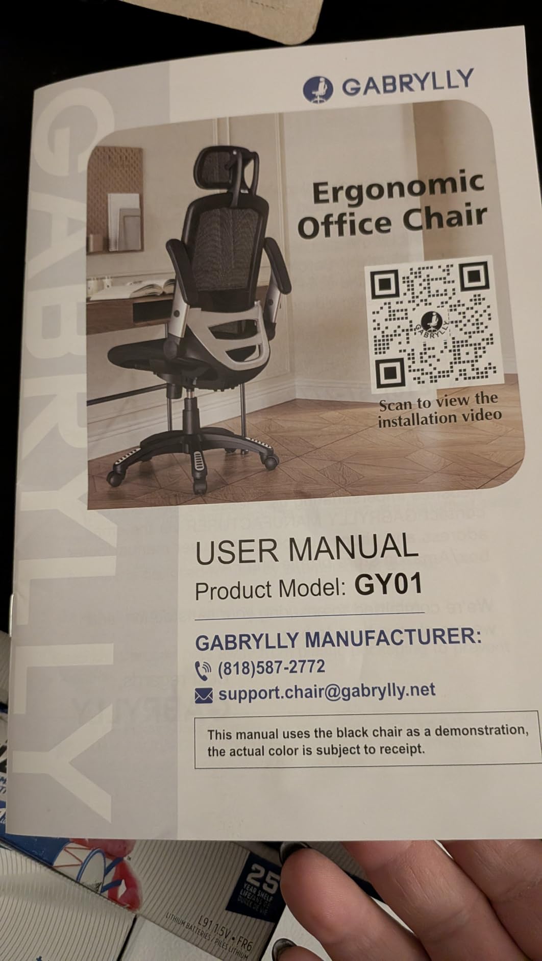 GABRYLLY Ergonomic Office Chair, High Back Home Desk Chair with Headrest, Flip-Up Arms, 90-120° Tilt Lock and Wide Cushion, Big and Tall Mesh Chairs for Man Woman, Black Task Chair customer photo 1