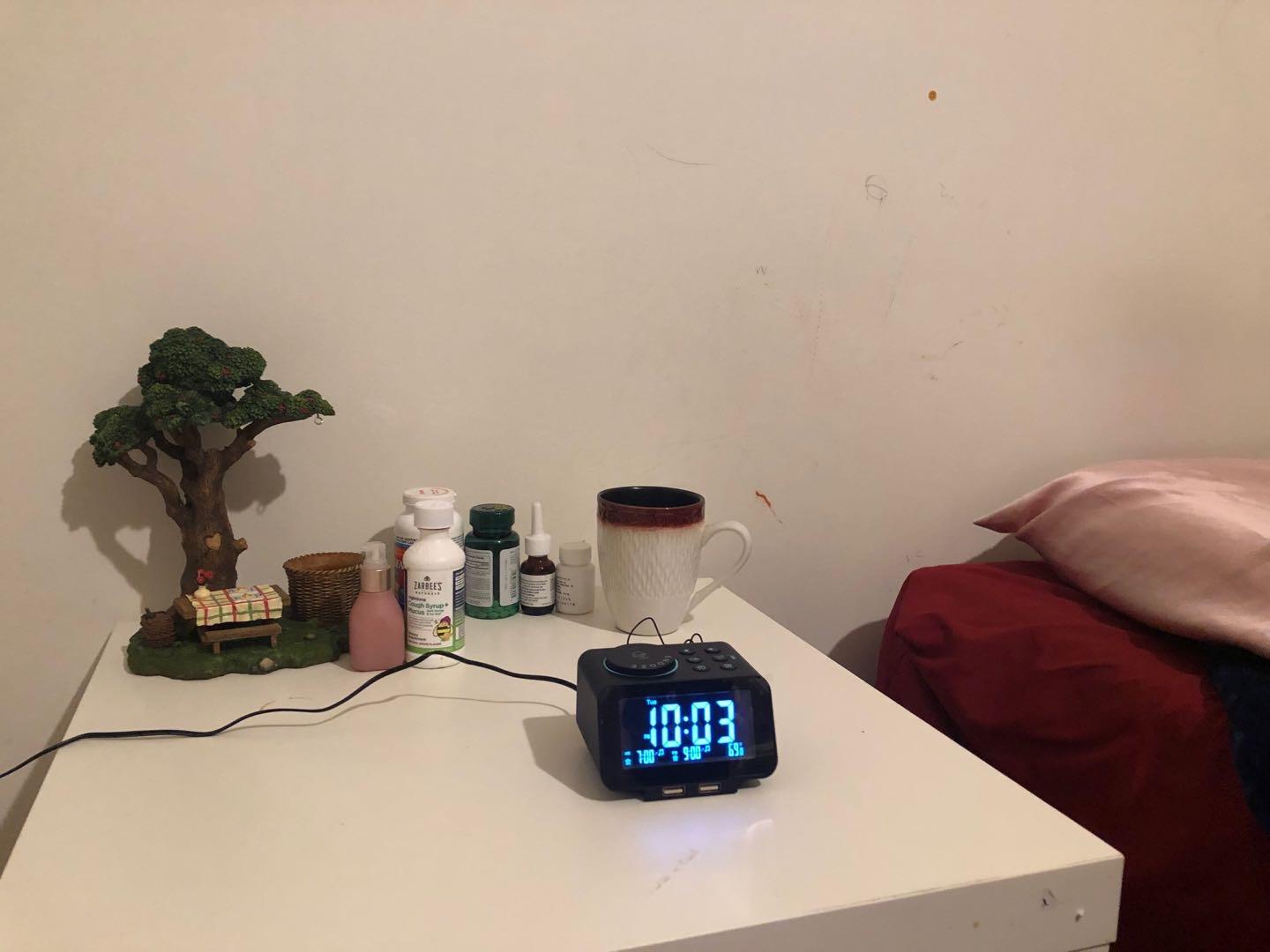 uscce Digital Dual Alarm Clock Radio for Bedrooms with 0-100% Dimmer | FM Radio with Weekday/Weekend Mode & 2 USB Charging Port & 6 Sound Adjustable Volume & Sleep Timer Temperature Battery Backup customer photo 1