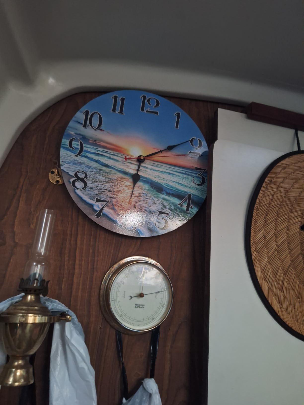 VIKMARI 14in Nautical Beach Wall Clock Silent Wooden Kitchen Wall Decor | Non-Ticking Quartz Battery Operated Easy to Read Round Arabic Numerals Ocean Wave Decorative Clock customer photo 2