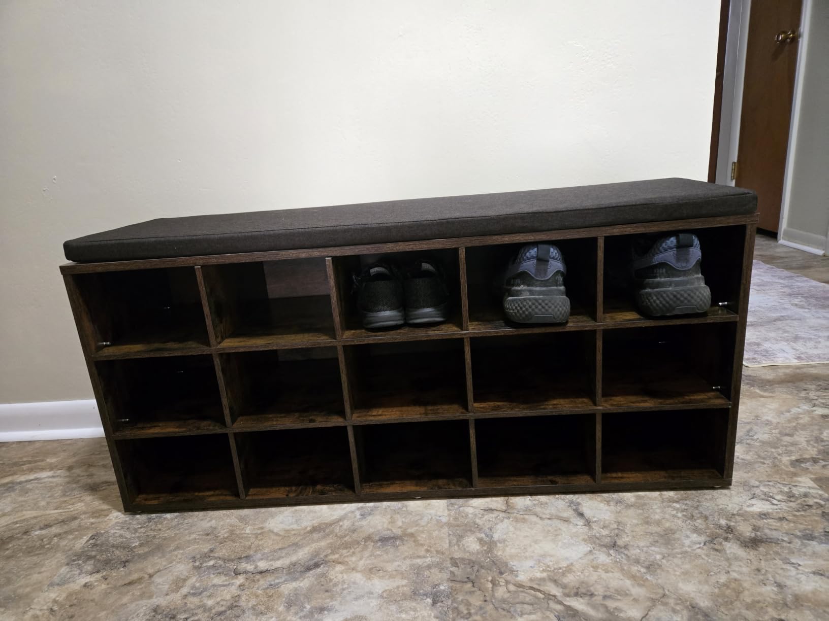 VASAGLE Shoe Bench with Cushion, 15 Compartments, 11.8 x 41.3 x 18.9 Inches customer photo 1