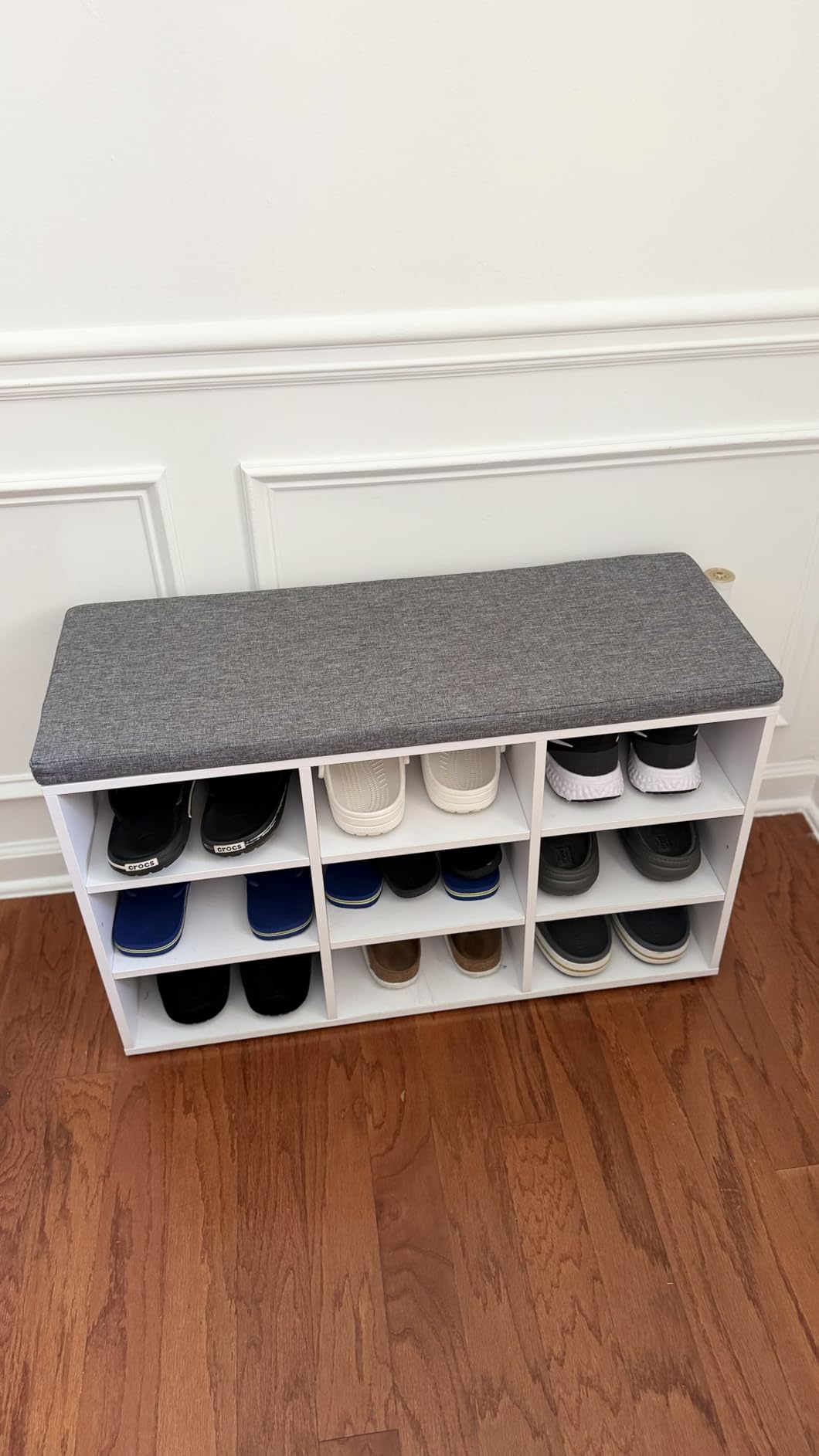 VASAGLE Shoe Bench with Cushion, 15 Compartments, 11.8 x 41.3 x 18.9 Inches customer photo 2