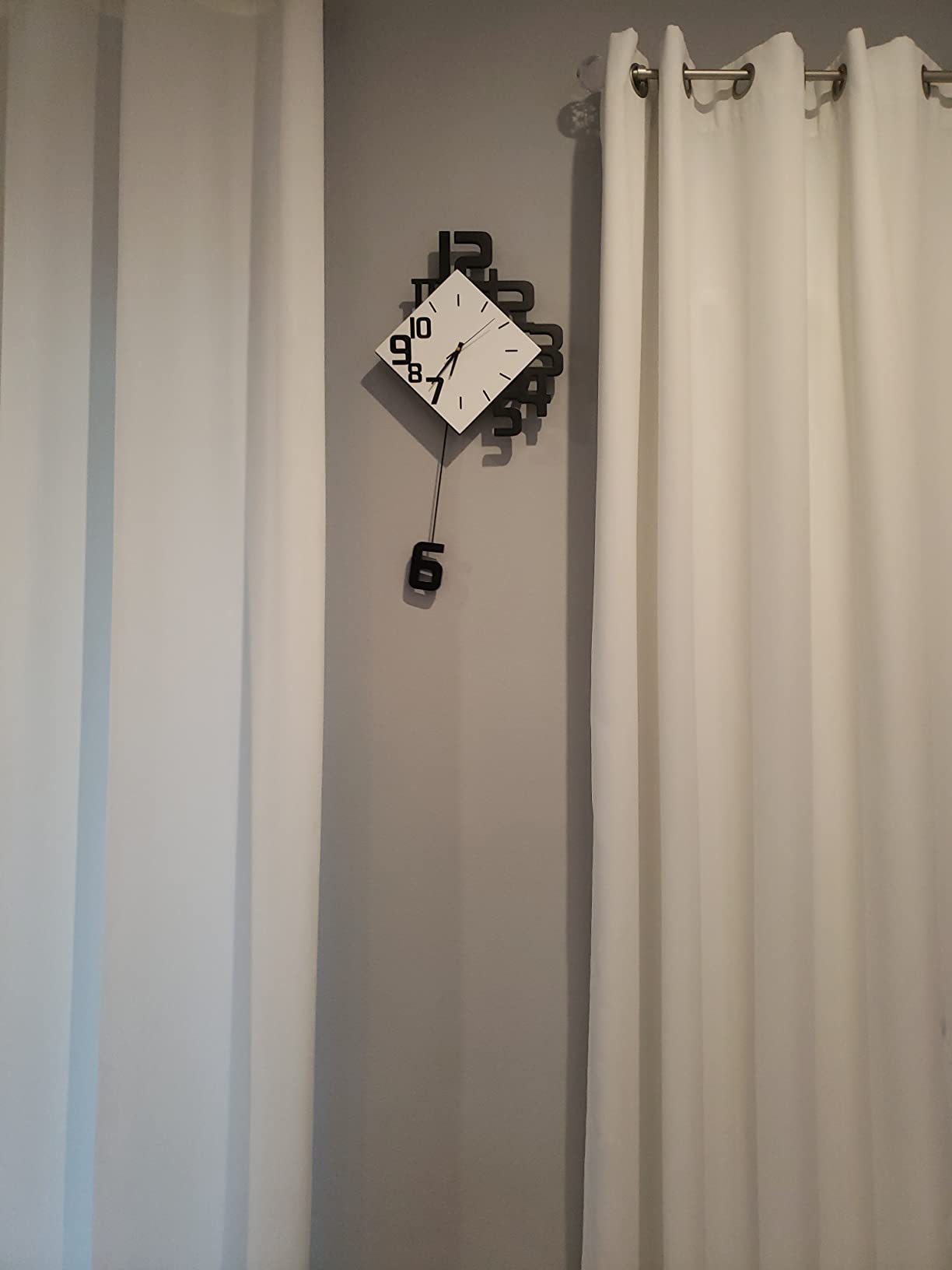 FLEBLE Large Wall Clocks for Living Room Decor Pendulum Battery Operated, Analog Silent Non-Ticking Decorative Clock Square White Wood Wall Decor for Bedroom Kitchen Office Home or Classroom 13*25in customer photo 1