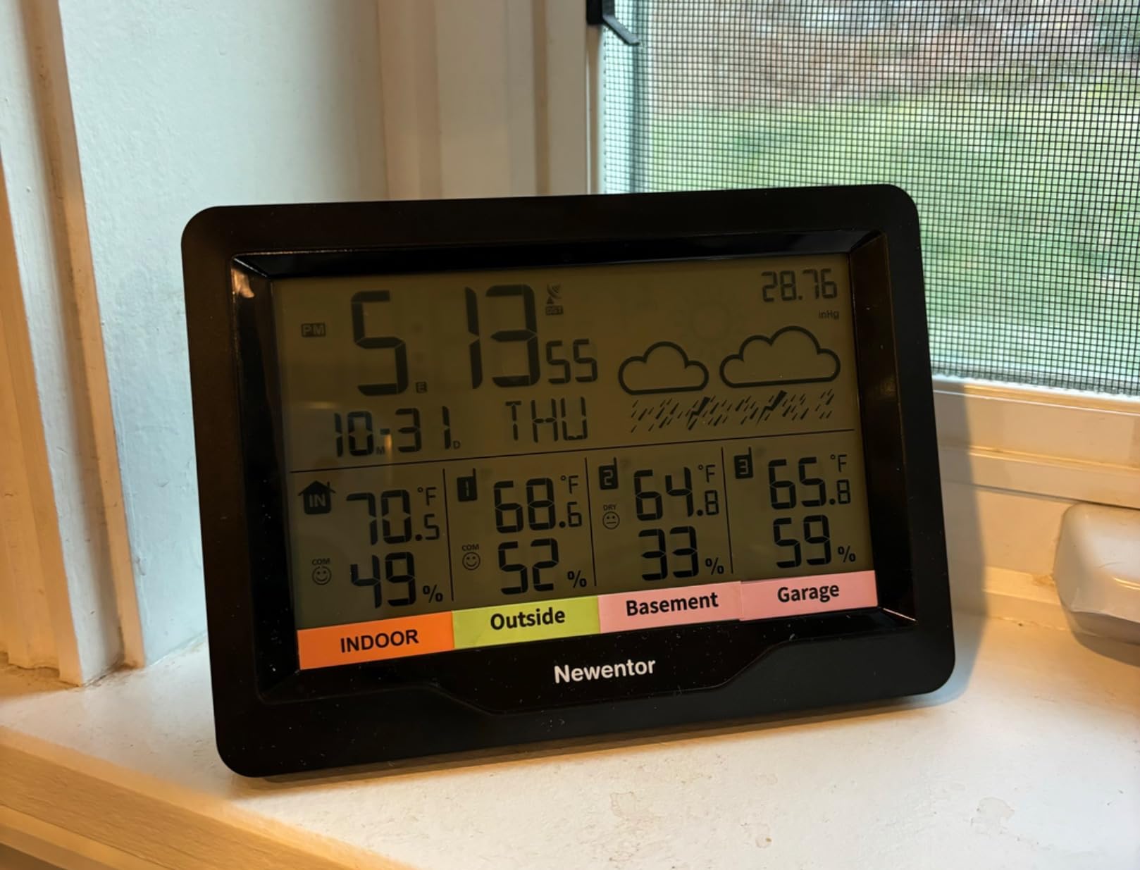 Newentor Weather Station with 3-Sensor, Indoor Outdoor Thermometer Wireless | Long Battery Life for Flexible Placement, 3-Sensor Temperature Humidity Monitor, Atomic Clock, Easy Read, Barometer, Black customer photo 1