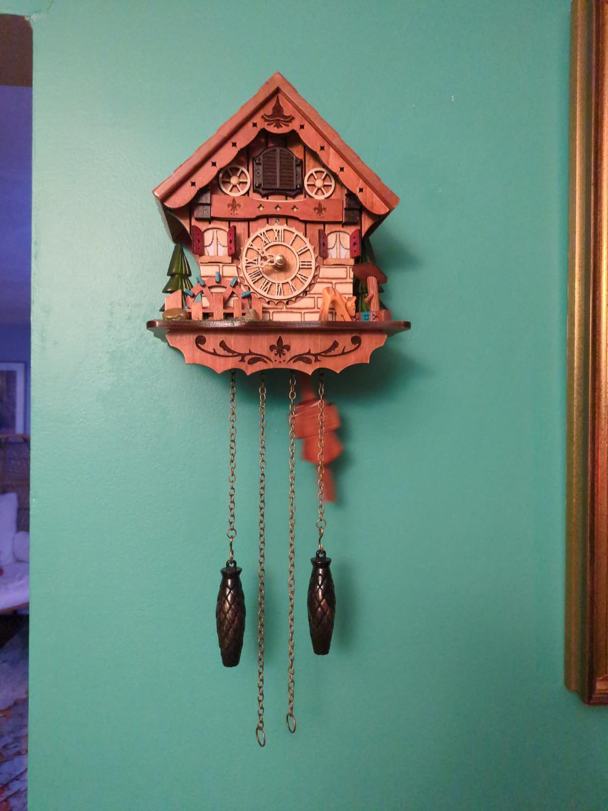 Cuckoo Clock Handcrafted Wooden Antique Wall Clock for Home Décor | Traditional German Black Forest House Design Clock with Singing Bird, Sika Deer, Auto Night Sensor and 12 Melodies customer photo 1