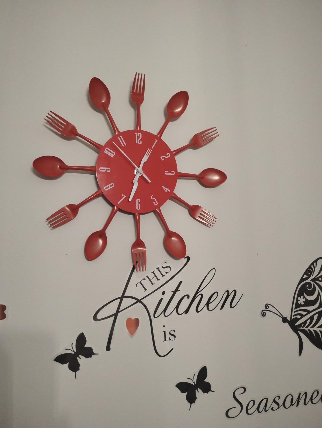Kitchen Cutlery 3D Removable Modern Creative Wall Clock for Home Room Decor and Nice Gifts (Silver) customer photo 1